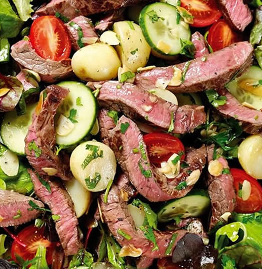 Beef salad with new potatoes and honey vinaigrette